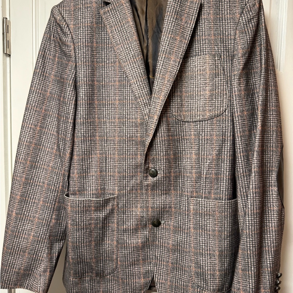 Men's Plaid Blazer - Brown